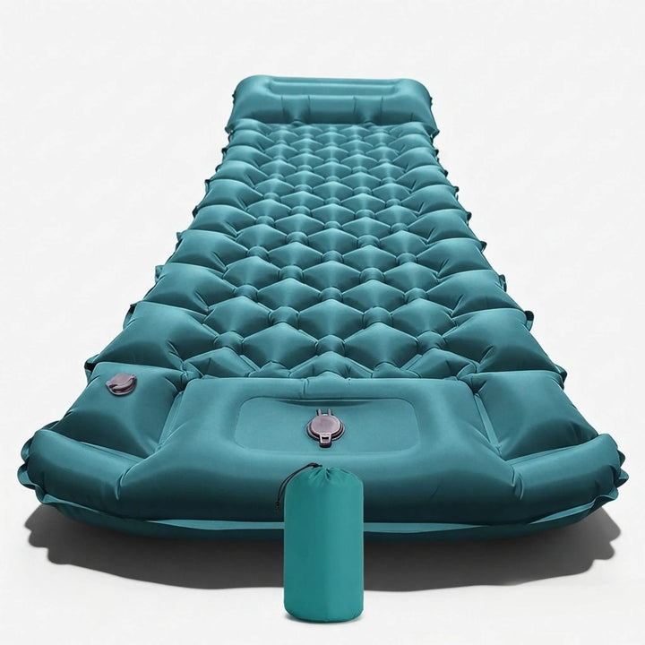 Robuste aufblasbare Isomatte mit integriertem Kissen, perfekt für alle Outdoor-Abenteuer. Schnelles Aufblasen.
