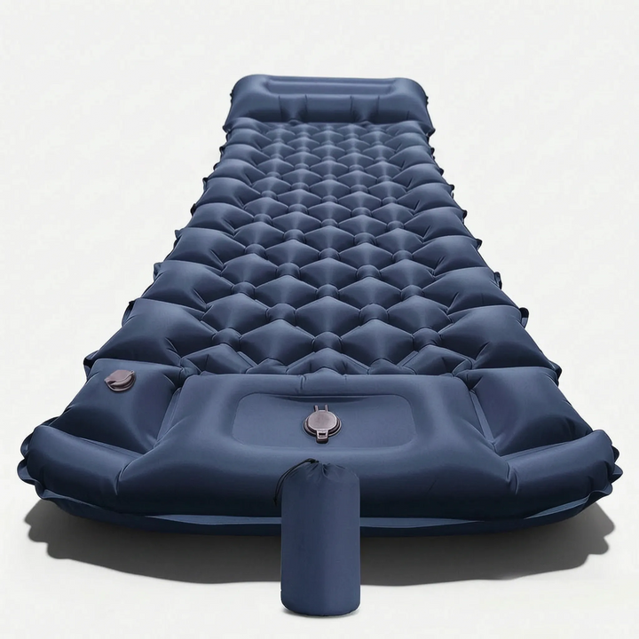Wasserdichte, aufblasbare Isomatte mit Kissen für angenehme Nächte beim Camping & Wandern. Langlebig.
