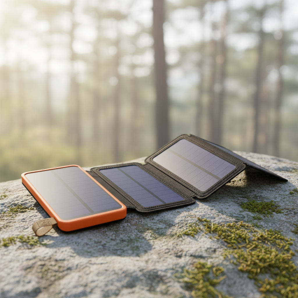 Faltbare Solarpowerbank SunFoldar aus Kunststoff, hohe Kapazität für Outdoor-Abenteuer, Camping & Notfälle.