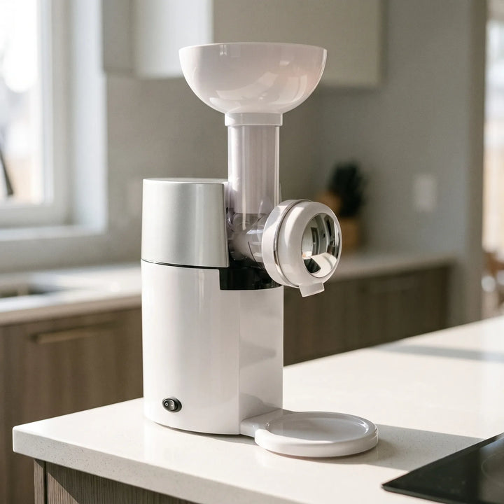 Automatische Eismaschine für gesunde Frucht-Desserts. Modernes Design, einfache Bedienung.