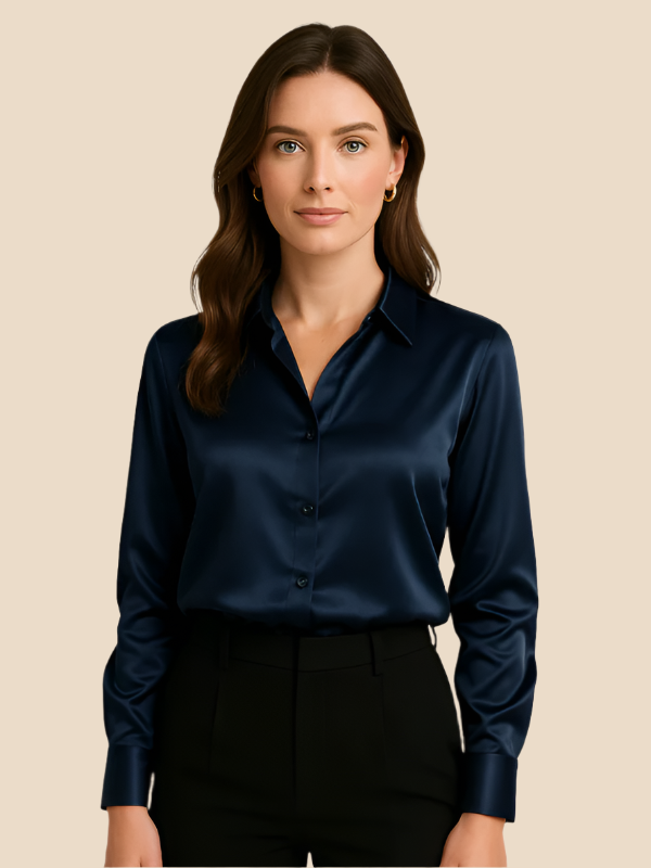 Klassische weiße Damenbluse, Langarm, stilvoll für Business-Outfits & offizielle Anlässe.