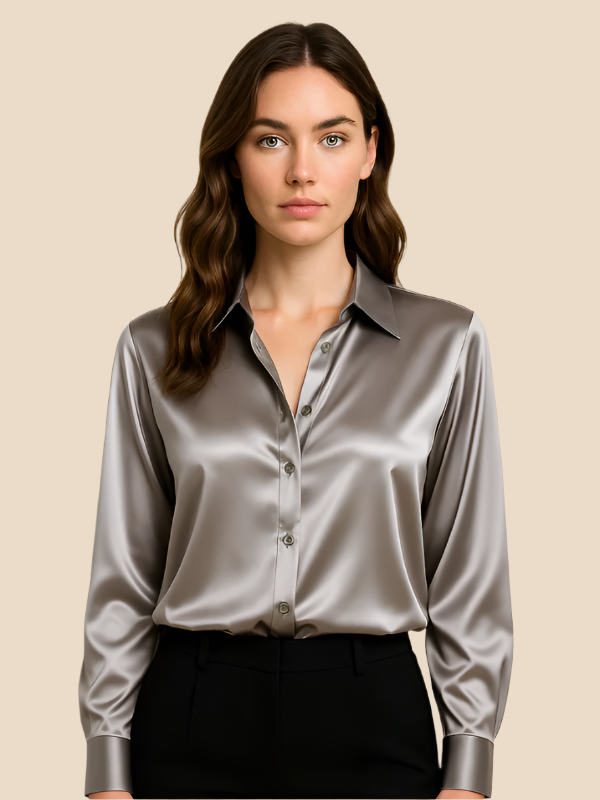 Klassische Damen Langarmbluse, vielseitig als Business- oder Freizeitbluse tragbar.