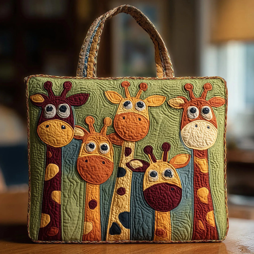 Handgefertigte Unisex Giraffen-Tragetasche aus Baumwolle/Polyester, geräumig und stilvoll für Alltag & Geschenk.