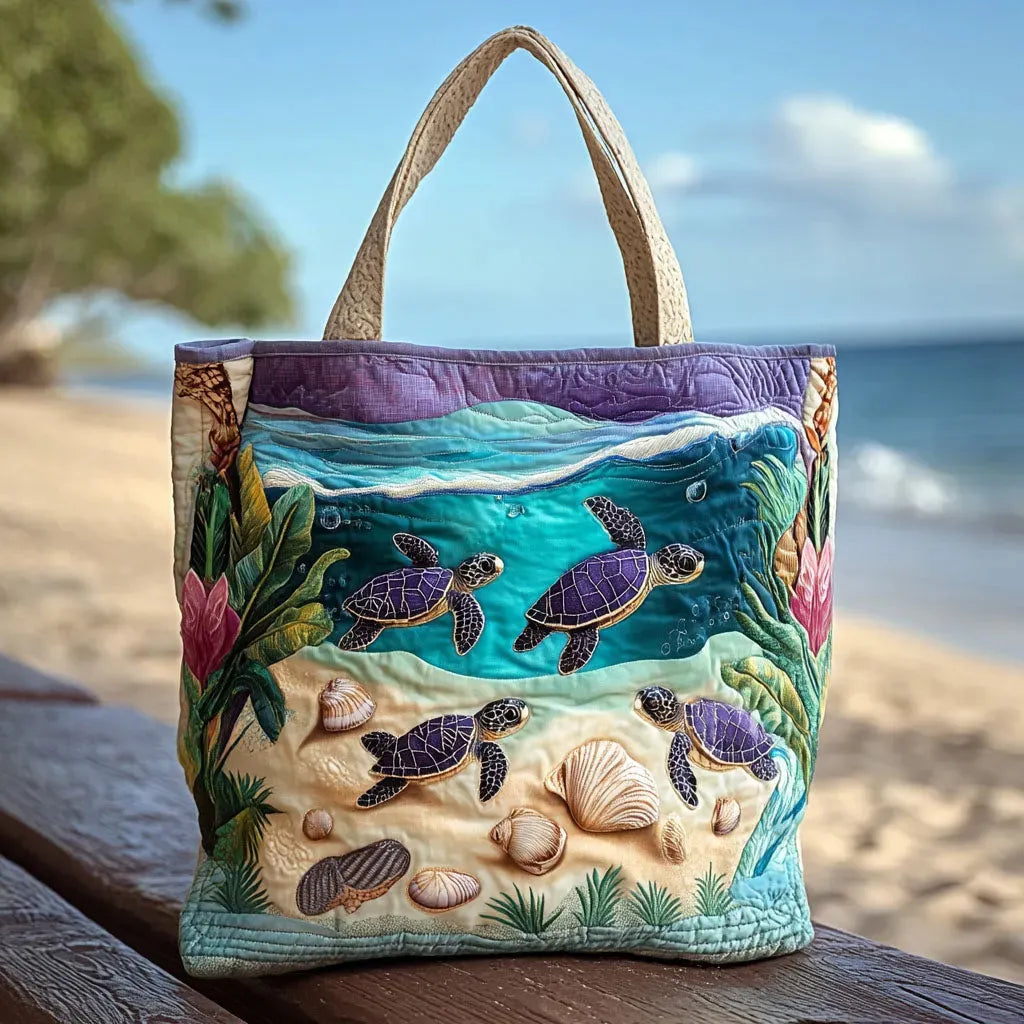 Handgefertigte Damen Tragetasche mit einzigartigem Lagunenmuster. Stylischer Baumwollpolyester Shopper für Alltag & Reise.