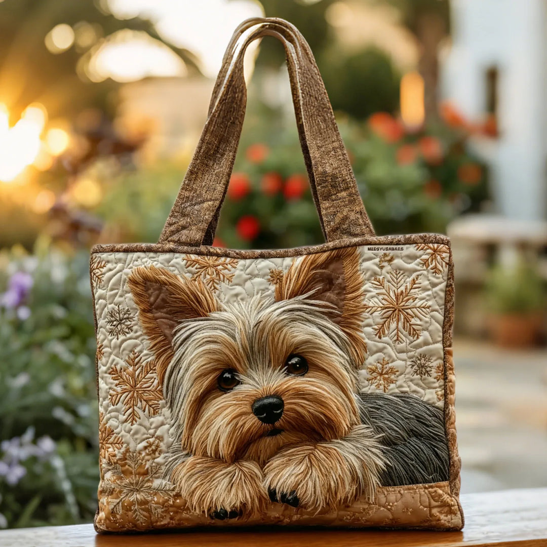 Handgefertigte Yorkie Tragetasche für Damen, gepolstert, mit einzigartigem Yorkie-Muster, ideal als Alltagstasche.