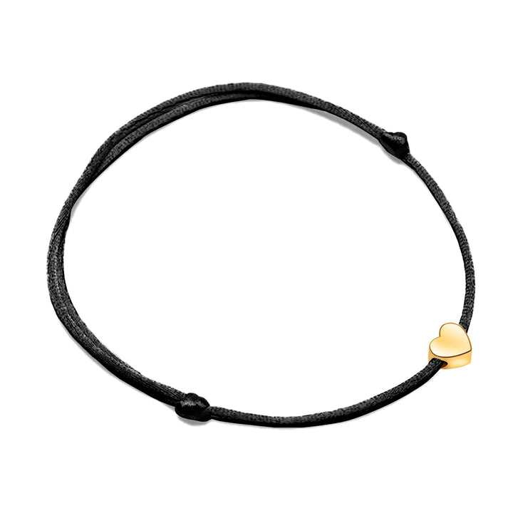 Modernes Damen Herzarmband in Schwarz-Gold, verstellbar, als edler Modeschmuck. Perfektes Geschenk für Frauen.