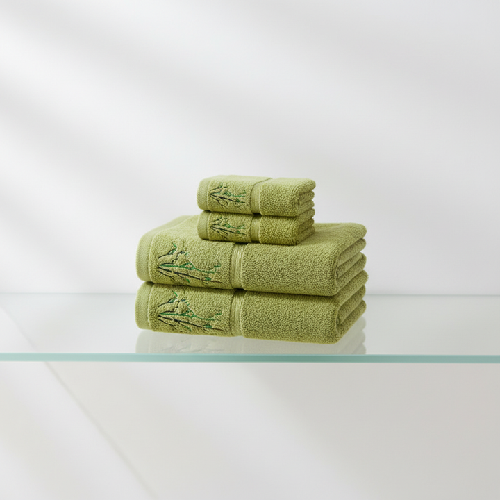 Bambus Handtuch Set: Badetuch und Gesichtstuch. Hochwertig, weich, saugfähig und antibakteriell.