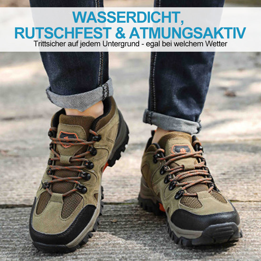 Atmungsaktives Obermaterial der Herren Outdoorschuhe hält Füße trocken und kühl auf Wanderungen.