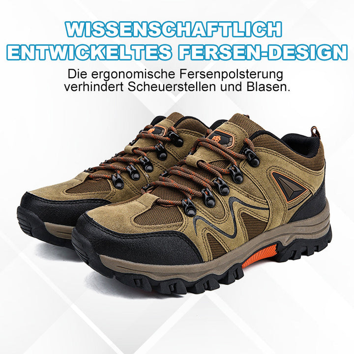 Verstärkter Fersenbereich der stabilen Herren Wanderstiefel für extra Halt und Schutz des Fußes.
