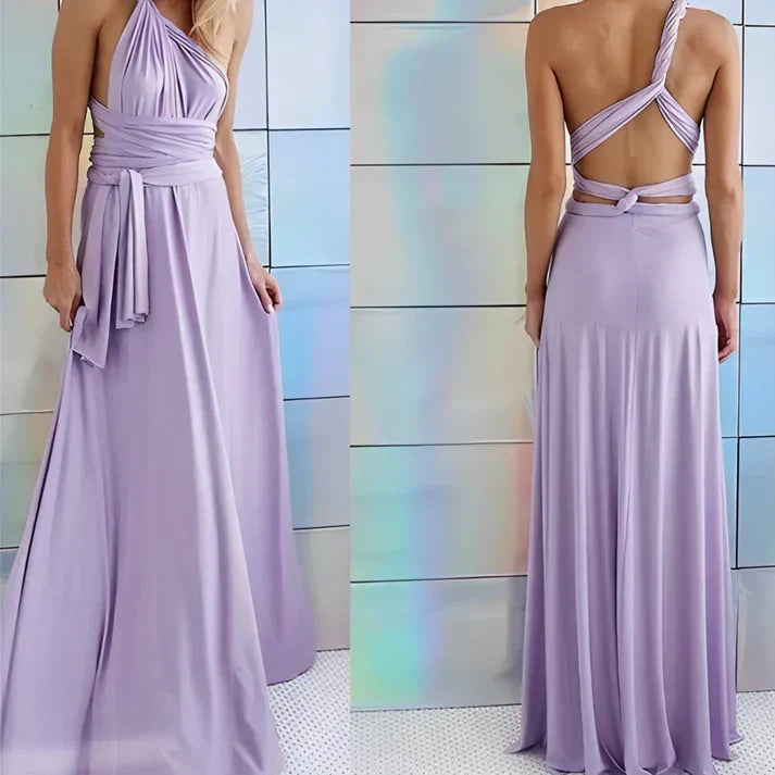Modisches Damen Maxikleid, wandelbares Wickelkleid, ideal als Sommerkleid mit A-Linie.