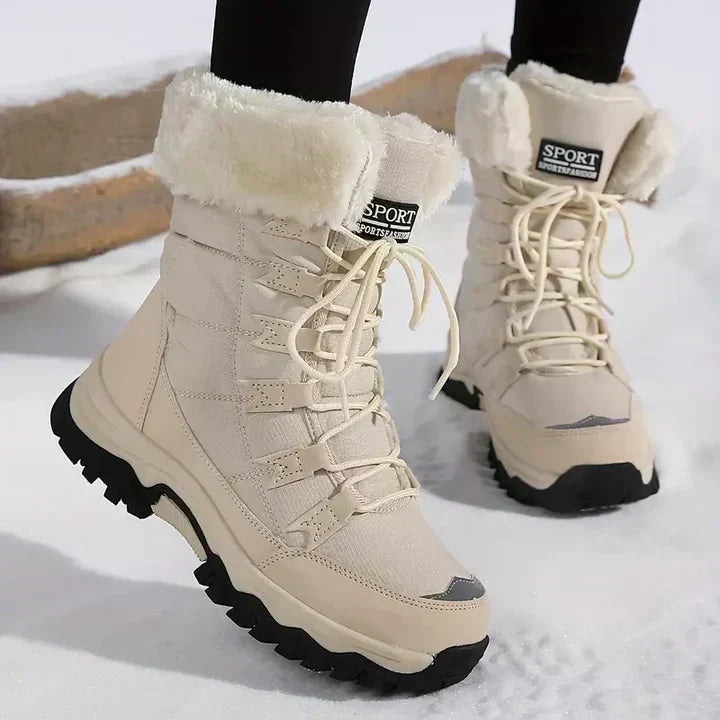 Wasserdichte, warme Damen Winterstiefel für Outdoor. Rutschfeste Sohle, bequem für kalte Tage und Schnee.
