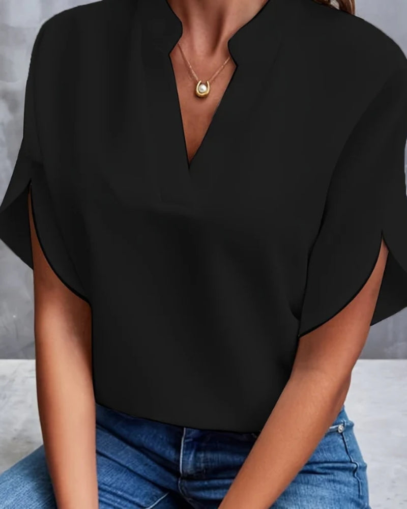 Bequeme, leichte Damen Kurzarmbluse in lockerem Schnitt für elegante Freizeitlooks und den Alltag.
