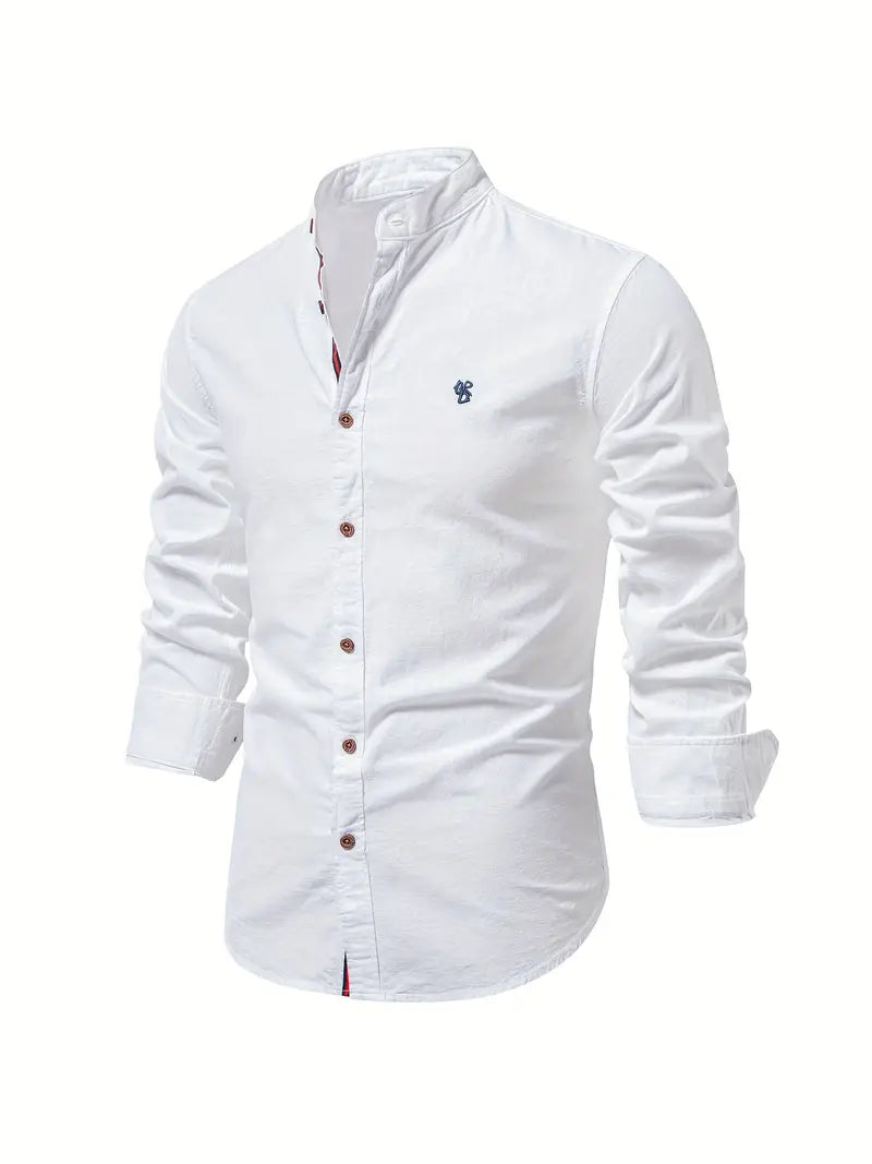 Detailaufnahme: Stoff & Textur vom Herren Langarmhemd Leon. Hochwertiges Frühlingshemd für Smart-Casual.