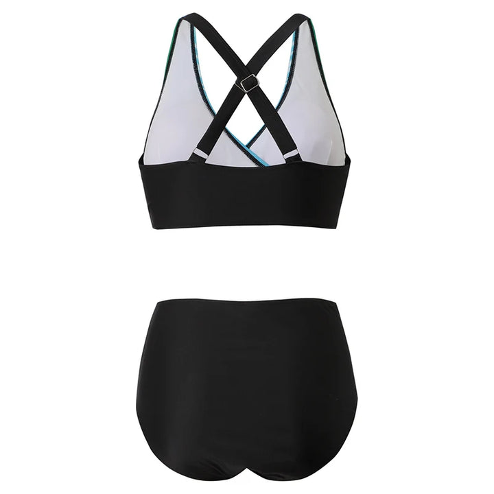 Bequemer blauer Damen Bikini mit verstellbaren Trägern, ideal zum Schwimmen und Sonnenbaden im Sommerurlaub.