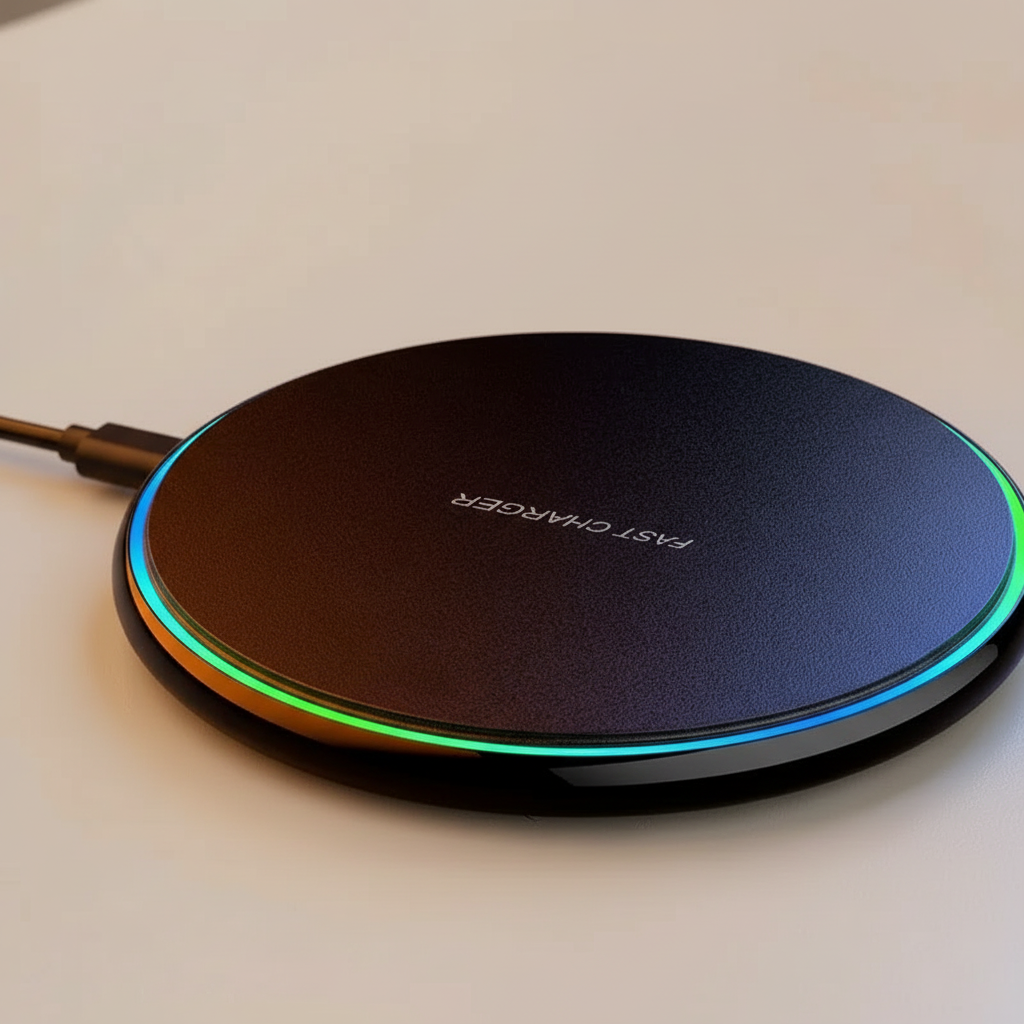 Smartphone wird induktiv auf kabellosem 30W Ladegerät geladen, blitzschnell und praktisch.