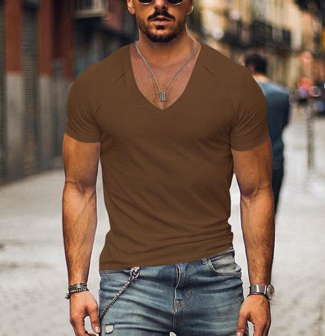 Casual Herren Kurzarm T-Shirt mit V-Ausschnitt. Optimal für den Alltagslook und bequeme Freizeitkleidung.