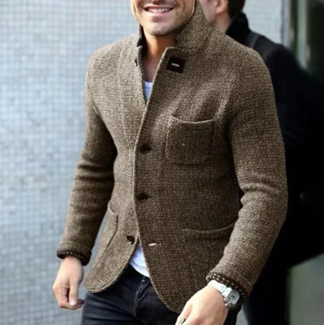 Elegante, warme Herren-Herbstjacke in Schwarz, ideal als Übergangsjacke für Business & Freizeit.