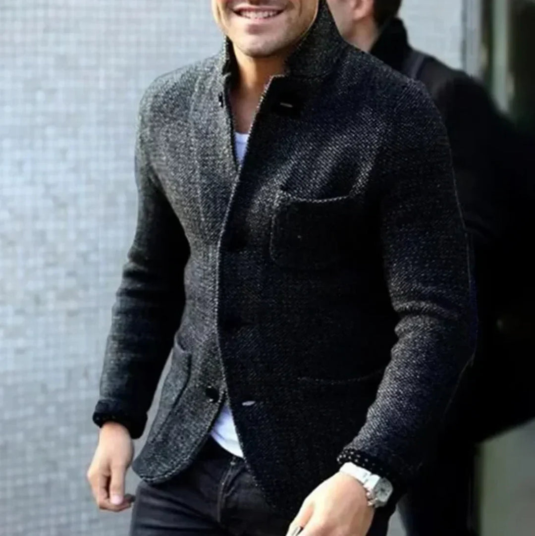 Warme Herren-Herbstjacke in Braun, elegante Freizeitjacke, auch in Schwarz, Grau, Blau erhältlich.