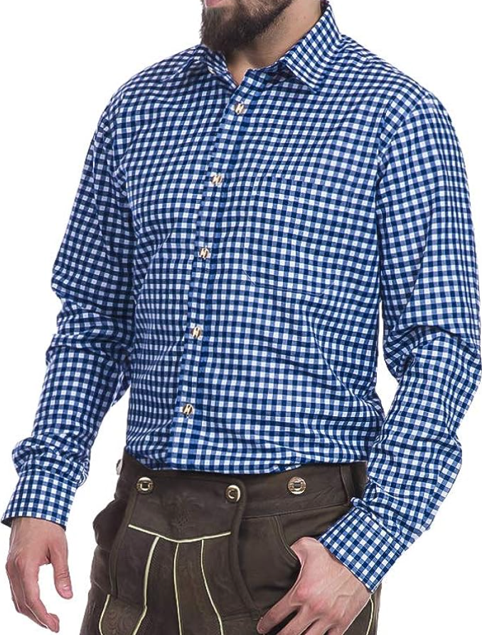 Elegantes Herren-Trachtenhemd Langarm mit feinem Muster, ideal für Hochzeit & festliche Anlässe. Traditionelle Eleganz.