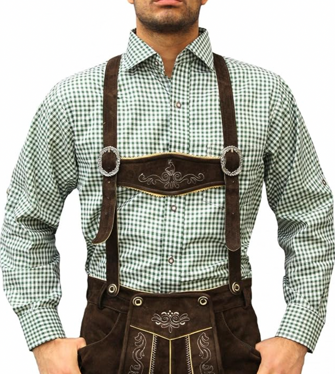 Herren-Trachtenhemd Langarm mit traditionellem bayerischem Muster für Oktoberfest & Volksfest. Festliche Herrenmode.