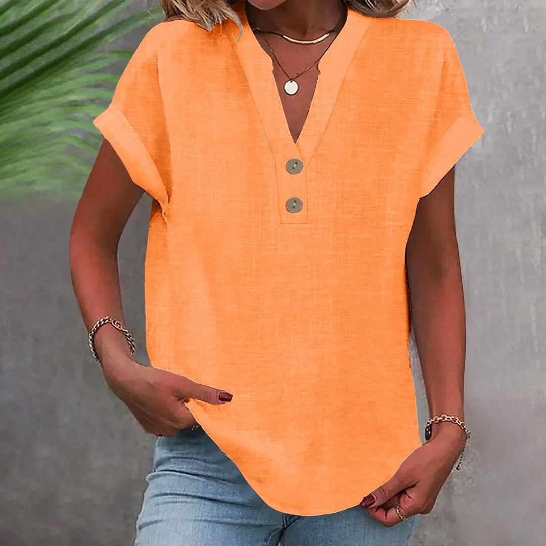 Vielseitige Damenbluse mit V-Ausschnitt & eleganten Details, modisch und komfortabel.
