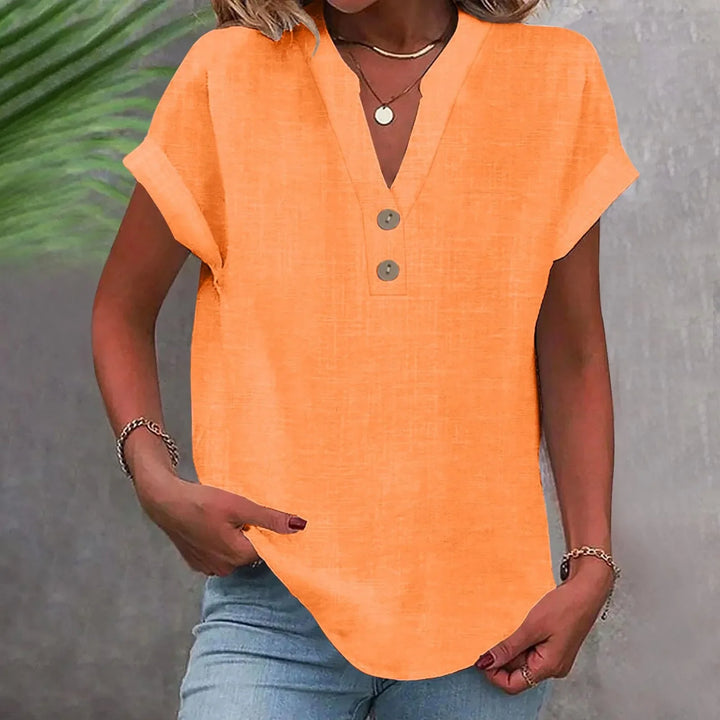 Vielseitige Damenbluse mit V-Ausschnitt & eleganten Details, modisch und komfortabel.