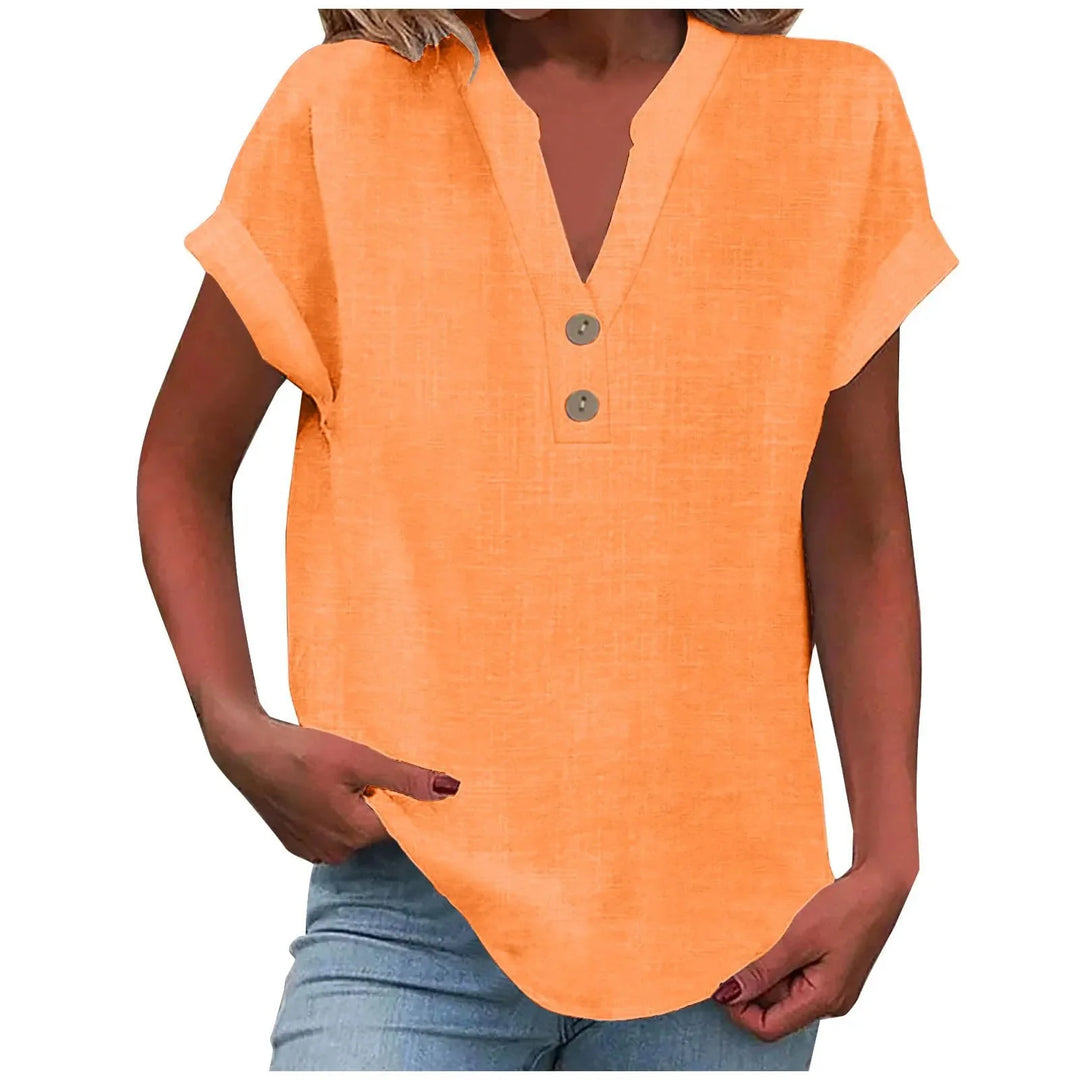 Stilvolle Damenbluse mit V-Ausschnitt, perfekt für einen eleganten & bequemen Alltagslook.