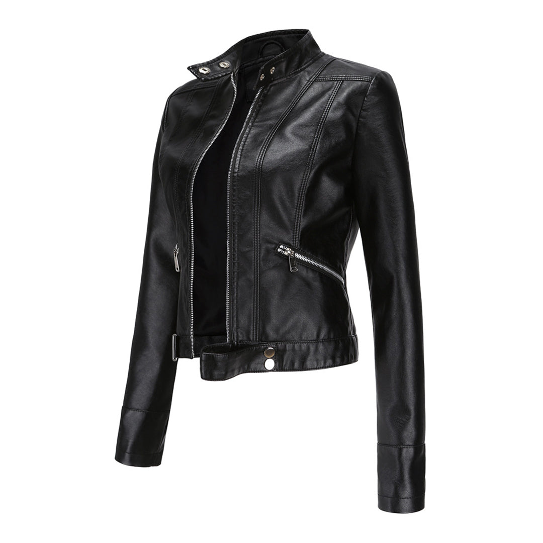 Komfortable Damenjacke aus Leder, klassisches Design, für Eleganz in jeder Situation.