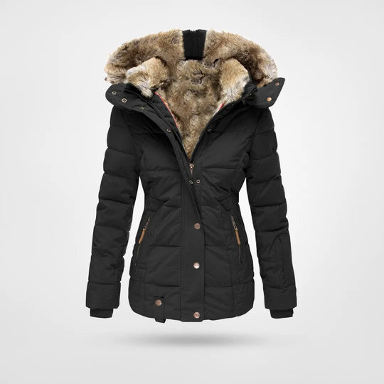 Modischer Damen Parka mit Teddyfutter, winddicht, wasserdicht & verstellbarer Kapuze. (102)