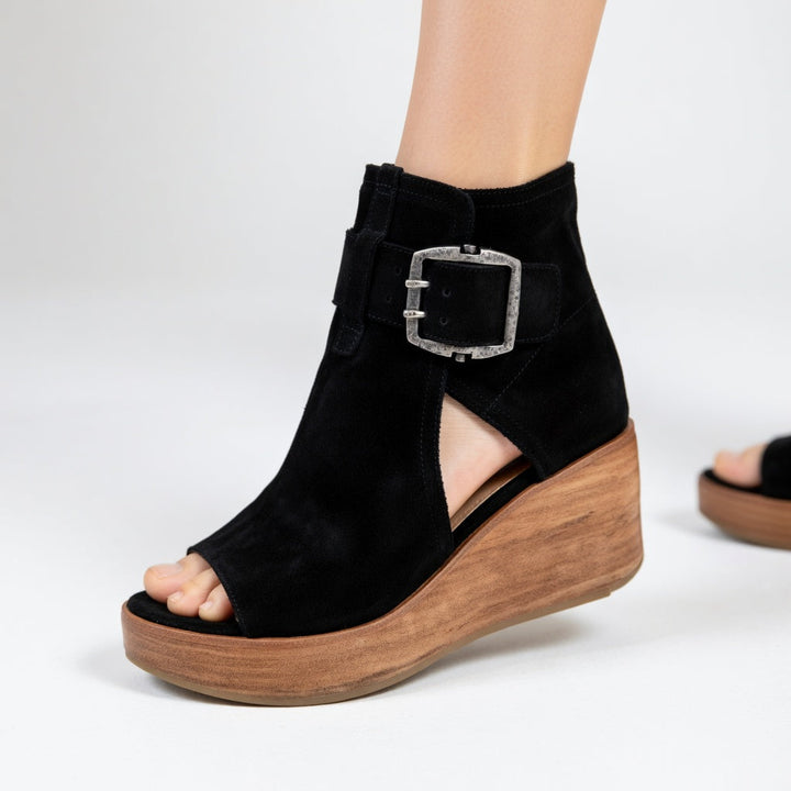 Komfortable Damen Ankle-Boots mit Keilabsatz & offener Zehenpartie, perfekt für den täglichen Freizeit-Look.