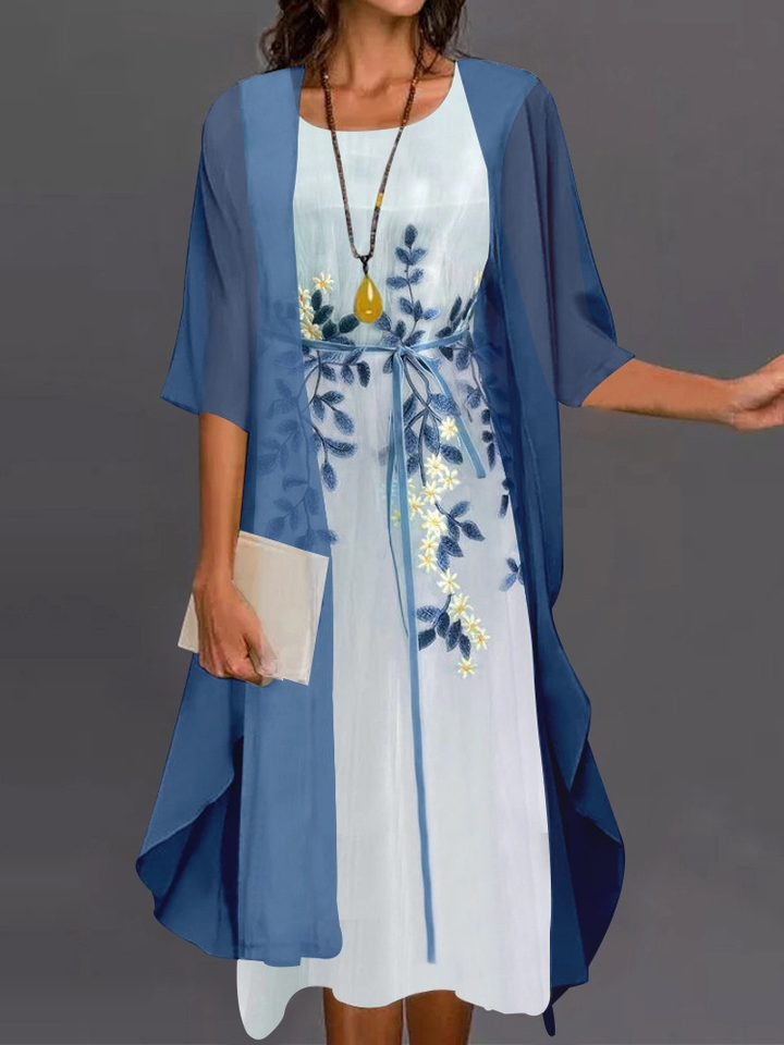 Sommerliches Midi-Zweiteiler Kleid für Damen, elegant und bequem. Perfekt als Partykleid oder für Hochzeiten.
