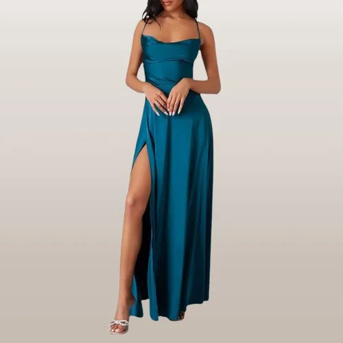 Elegantes ärmelloses Damen Maxikleid, ideal als Abendkleid oder festliches Partykleid im Frühling/Sommer.