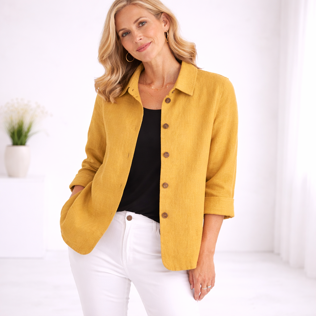 Ideal für Frühling & Herbst: Bequemes Damen Langarmshirt mit Knopfleiste. Leicht, locker geschnitten & vielseitig.