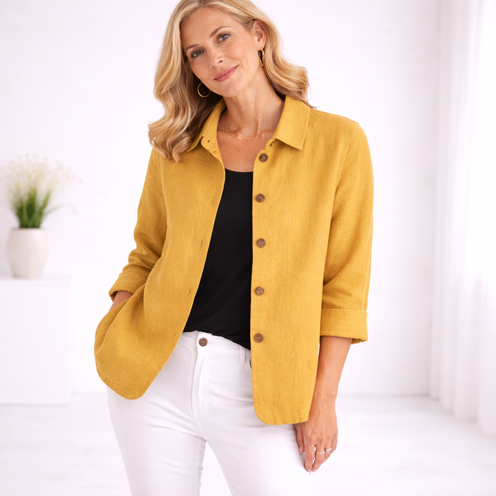 Ideal für Frühling & Herbst: Bequemes Damen Langarmshirt mit Knopfleiste. Leicht, locker geschnitten & vielseitig.