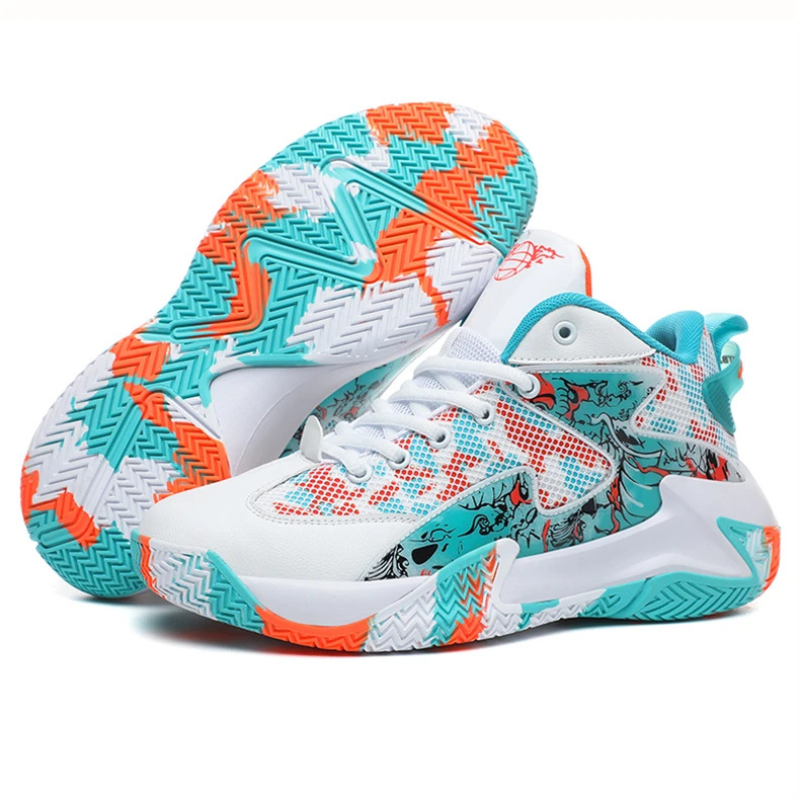 Stylischer Herren Grafik-Basketballschuh von Calvin. High-Top Sneaker mit Knöchelstütze & Performance-Sohle.