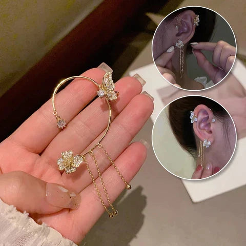 Damen Schmetterlings-Ohrmanschette mit Zirkonia, kein Piercing nötig.