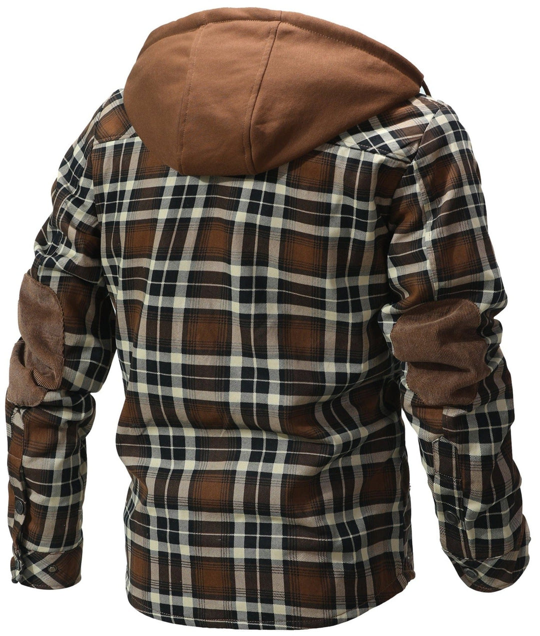 Detailansicht: Reißverschluss & Taschen der karierten Herren Kapuzenjacke, funktional & warm.