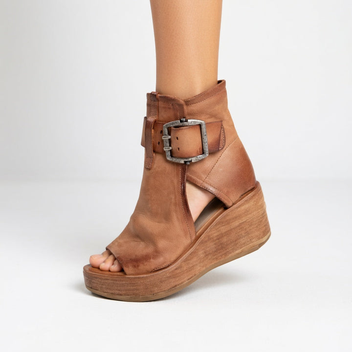 Damen Wedge-Ankle-Boots mit chicem offenem Zehenbereich, bequemer Keilabsatz, ideal für Frühling & Sommer Mode.