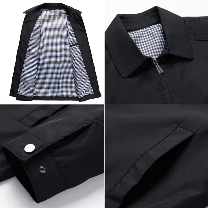 Elegante Herren Slim Fit Jacke, leicht und atmungsaktiv, mit stilvollem Karofutter. Perfekt für den Übergang.