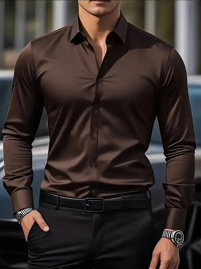 Sophistiziertes Herren-Langarmhemd, bügelfrei. Verleiht jedem Business- oder Freizeit-Outfit Klasse & Stil.