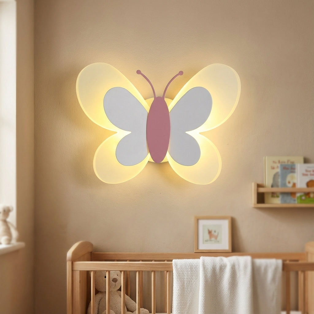Schmetterling Wandlampe Faywing, LED Stimmungslicht aus Acryl für moderne Innenbeleuchtung, Kinderzimmer, Wohnzimmer.
