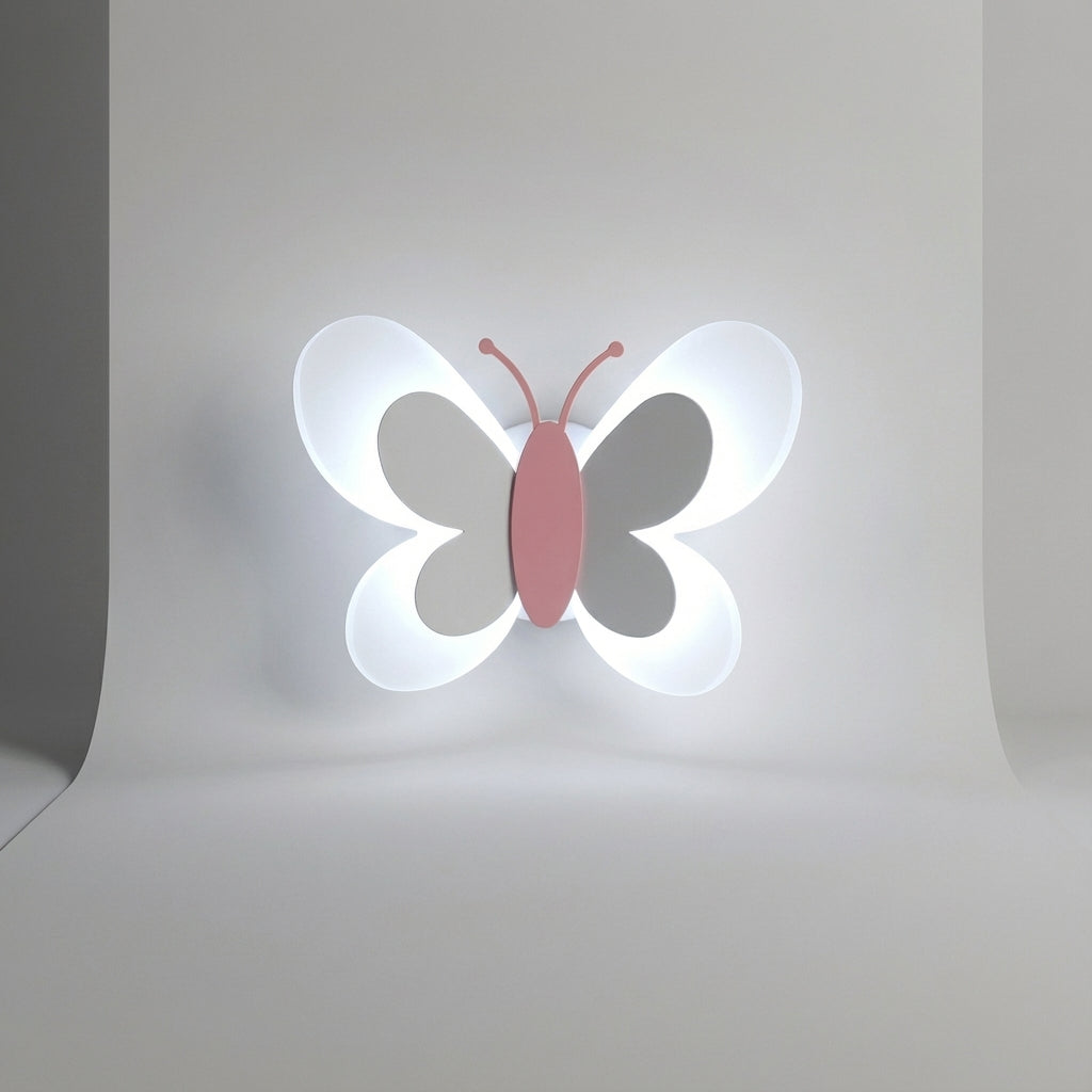 Elegante Schmetterling Wandlampe aus Acryl mit warmem LED-Stimmungslicht. Ideal für Wohnzimmer und Kinderzimmer.