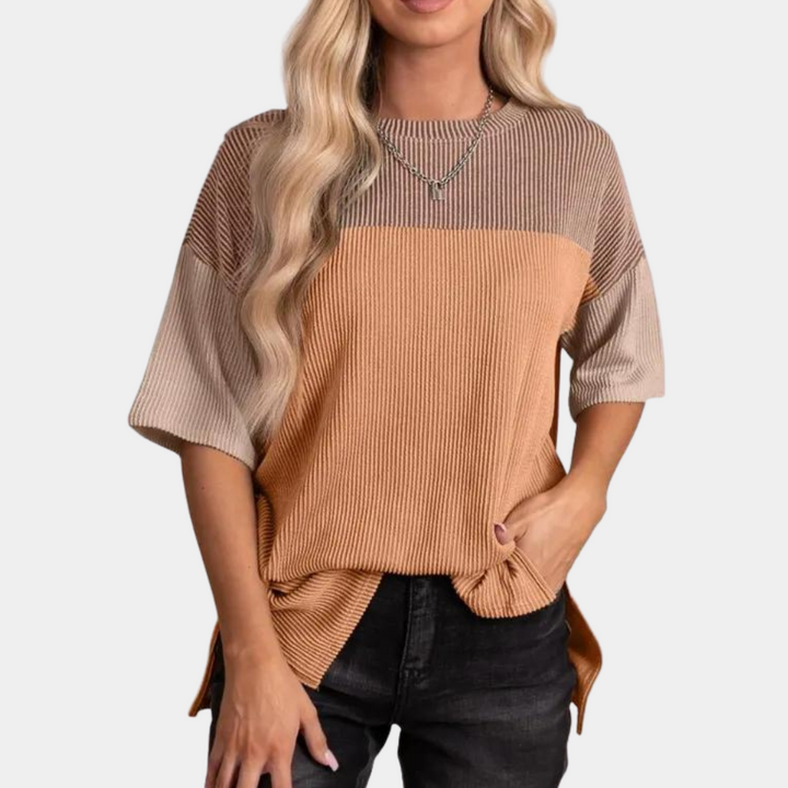 Elegantes Damen Basic T-Shirt in Khaki, bequem & leicht. Vielseitiges Oberteil für Alltag & Freizeit mit Komfort.