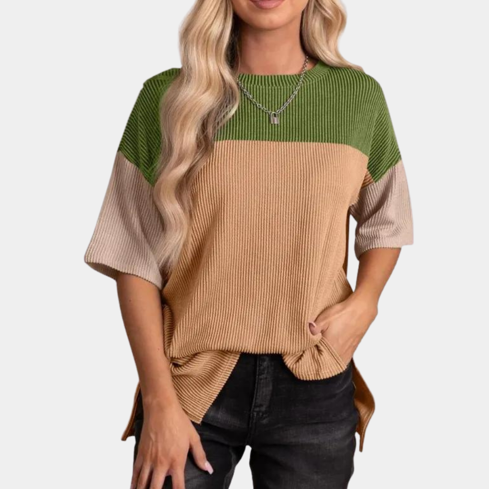 Grünes Damen Freizeit T-Shirt, bequem & leicht. Vielseitiges Oberteil für Alltag & Komfort. Basic & elegant.
