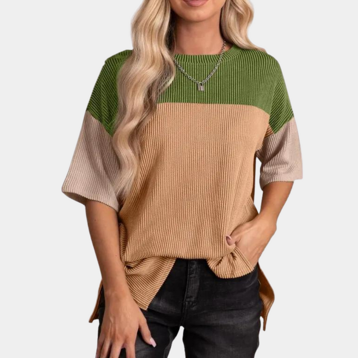 Grünes Damen Freizeit T-Shirt, bequem & leicht. Vielseitiges Oberteil für Alltag & Komfort. Basic & elegant.