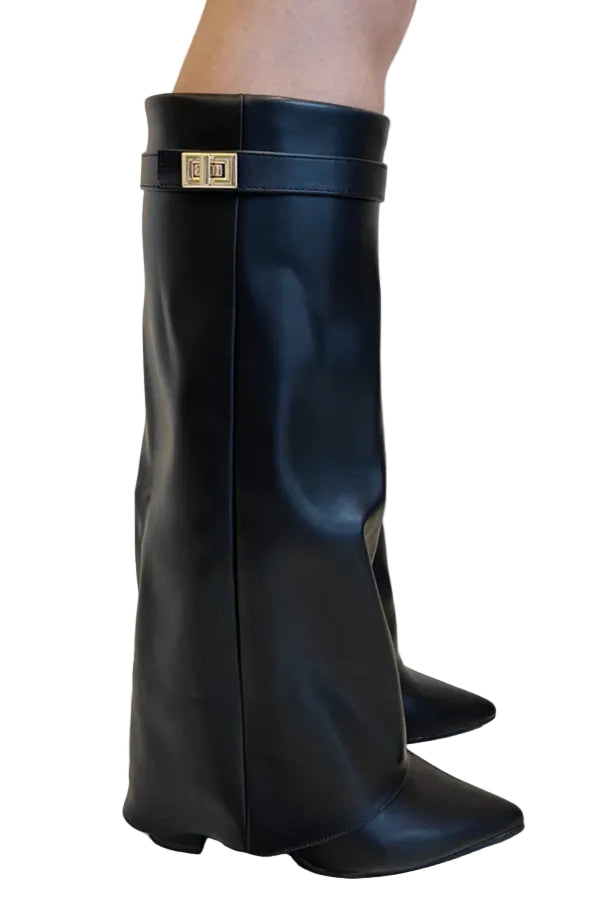Modische schwarze Damen Stiefel mit bequemem Blockabsatz, ideal für Alltag & elegante Outfits.