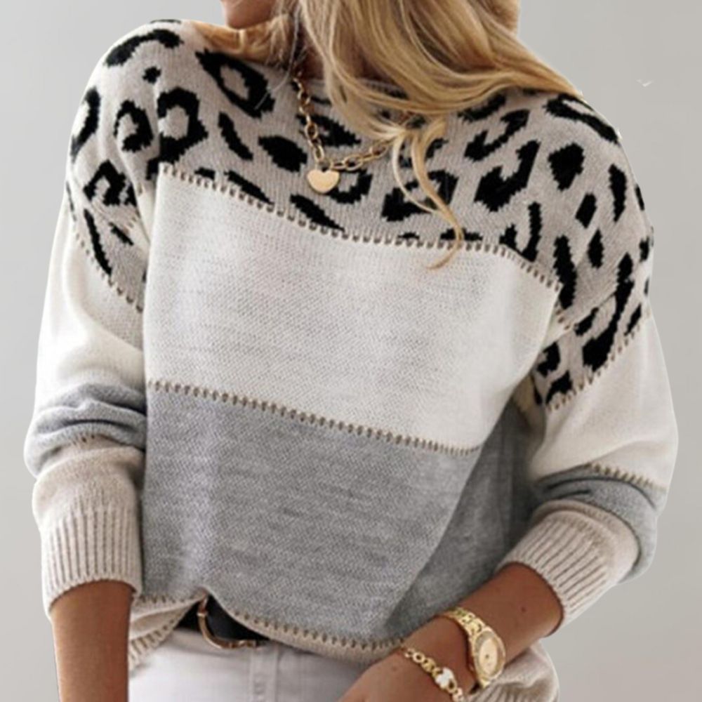 Moderner Damen-Leopardenpullover in Rosa, stilvoll und komfortabel.