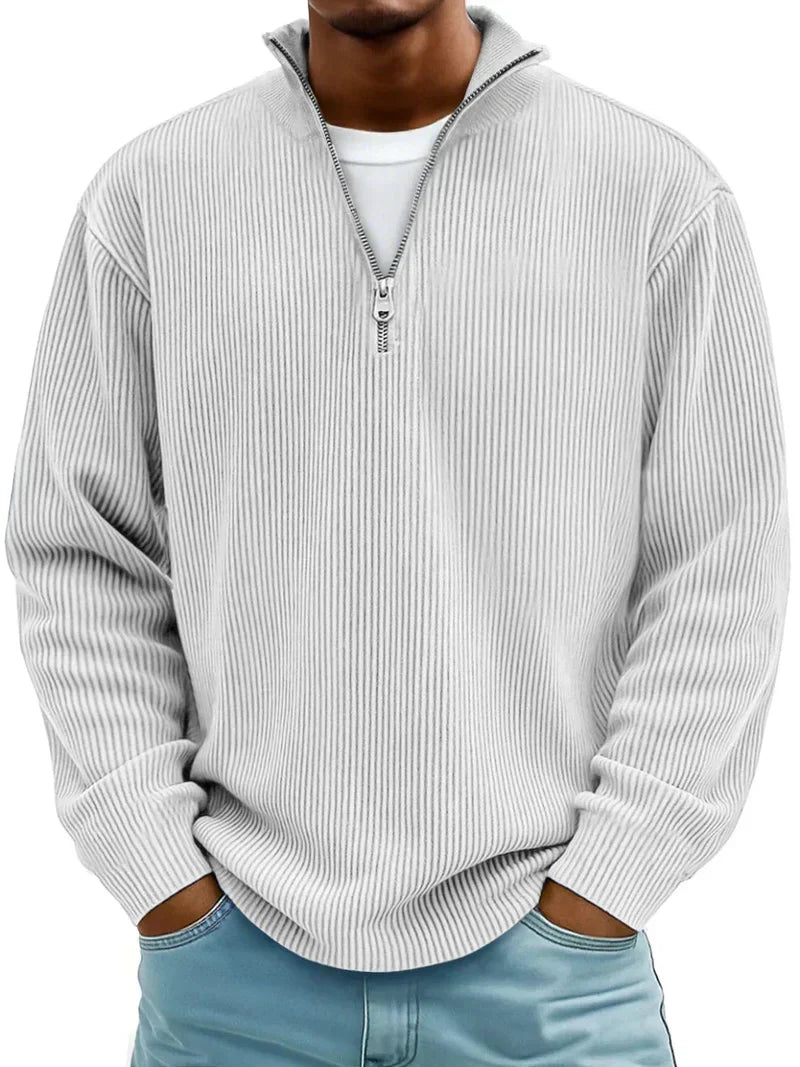 Warmer Herren Rippstrick Pullover mit Halb-Reißverschluss, ideal für kalte Wintertage. Regular Fit.