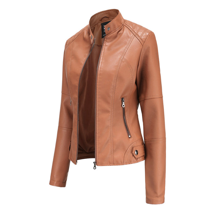 Modische Damenjacke mit Hochkragen und Reißverschluss, stylisch und bequem für kühle Tage.