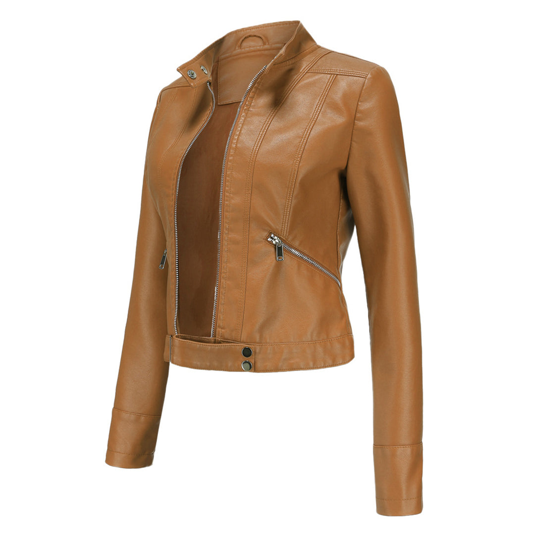 Stilvolle Marlene Lederjacke für Damen, zeitlos elegant, vielseitig kombinierbar.